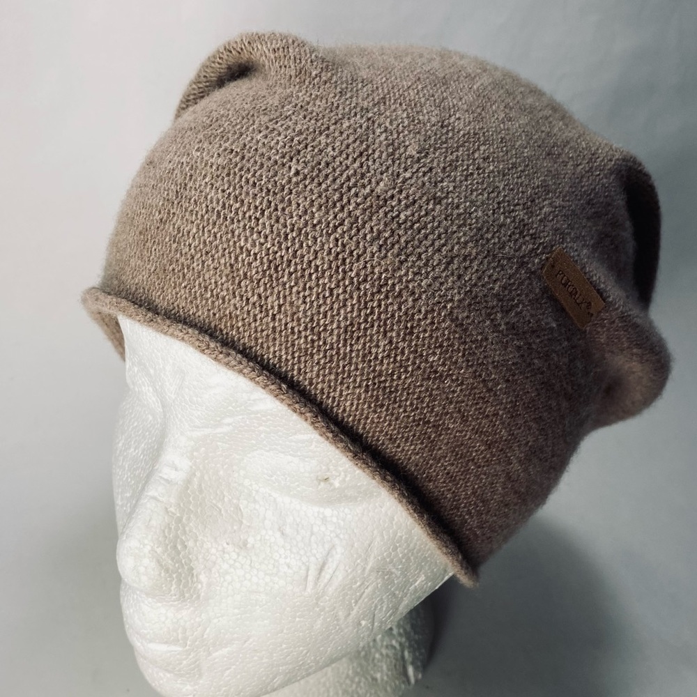 Furtalk Tan Knit Wool Cashmere Blend Slouchy Beanie - Picture 4 of 12